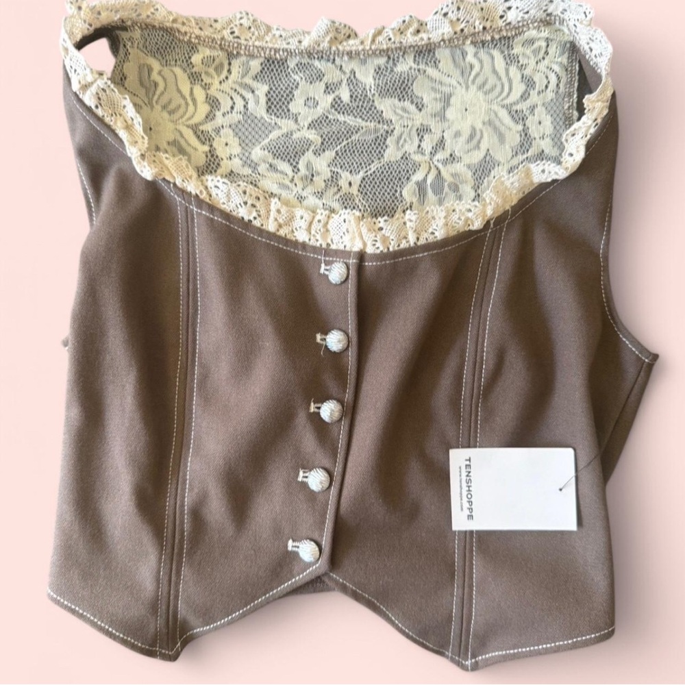 TenShoppe Brown Lace Trimmed Corset